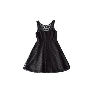 Vtg Betsey Johnson Polka Dot Fit & Flare Dress - Sz 6 - Black Mesh Party Dress